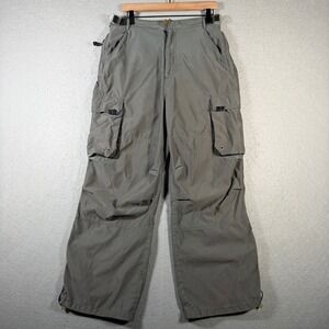 Vintage Breakdown Cargo Pants Men's Size 32 Gray PU Coated Polyester Utility Y2K